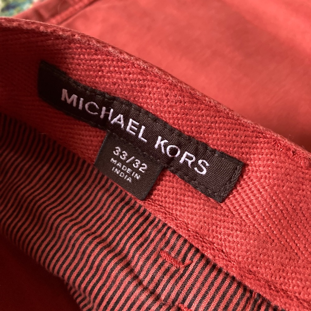 Coral/red/clay warm orange colored chinos